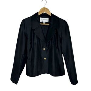 Hugo Buscati Collection Vintage 90s Silk Two Gold Buttons Lined Fitted Jacket 10